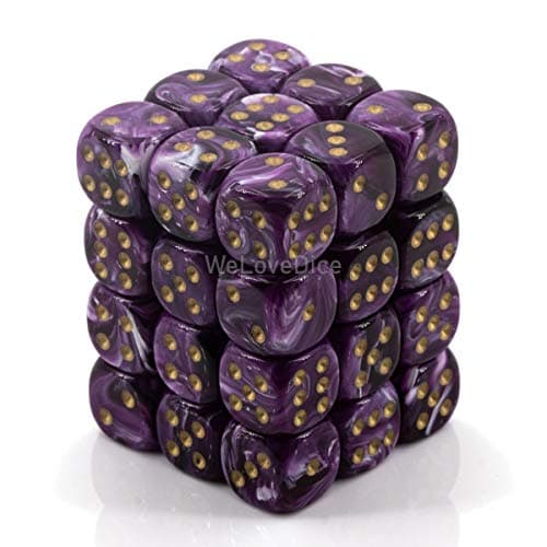 Image of Dice Block with 36 d6 Vortex Purple w/Yellow