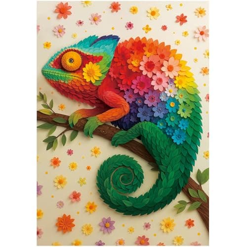 Image of BenBen 500 Piece Jigsaw Puzzles for Adults, Colourful Chameleon, Challenging Puzzles, Puzzle Game for Women Men, Home Décor