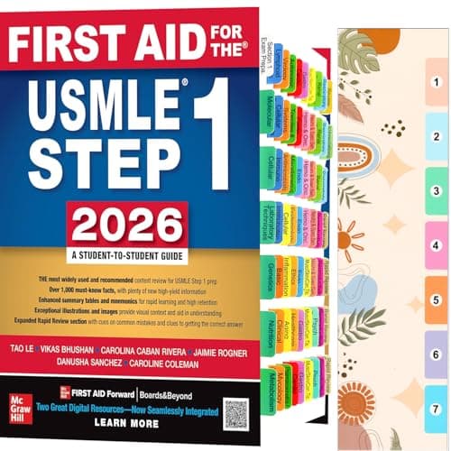 Image of USMLE Step 1 2024 First Aid Tabs, 72 Color Coded Laminated Tabs, with Page Numbers and Alignment Card (Book Not Included)