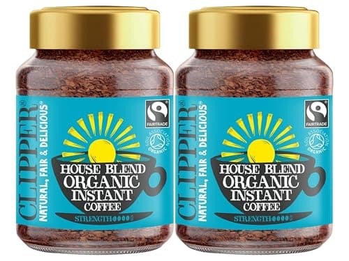 Image of Clipper House Blend Organic Arabica Instant Coffee - 100g, Freeze-Dried Fairtrade Coffee, Rich & Smooth Gourmet Instant Coffee, Ethically Sourced Organic Coffee (Pack of 3) from SuperfoodUK