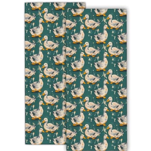 Image of cromcu Duck Hand Towel for Bathroom 2 Pack,Soft Microfiber Polyester Face Towels Soft Absorbent for Spa Bath Gym Kitchen,Hand Towels Set Decorative Hotel Decor Gifts,14.5x28 Inch