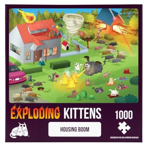 Image of Exploding Kittens - Housing Boom Jigsaw Puzzle - 1000 Pieces, Ideal for Adults, Teens, and Kids - A Funny and Artistic Cat-Themed Puzzle