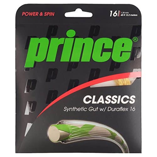 Image of Prince Synthetic Gut with Duraflex Tennis String Set, Color- Gold, Gauge- 1.30mm