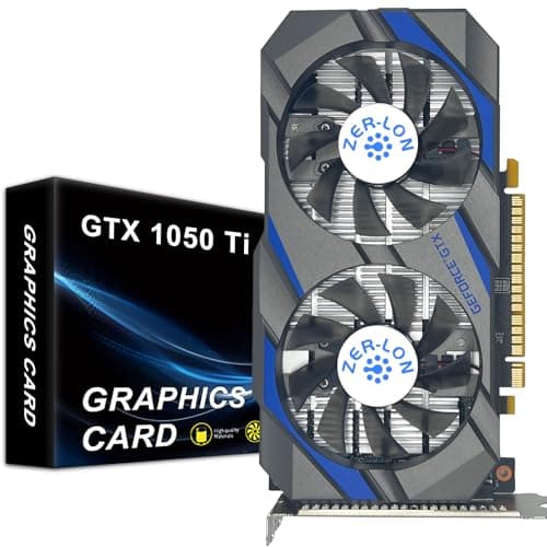 Image of ZER-LON GeForce GTX 1050 Ti Gaming Graphics Card, 4GB GDDR5 128bit 1291MHz DP HDMI DVI-Output GPU, PCI Express 3.0 Support Up to 4K Video Card for Office and PC Gaming
