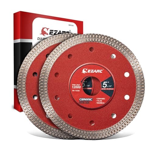 Image of EZARC 125mm Diamond Cutting Discs, Super Thin Fast Diamond Saw Accessory for Angle Grinder, 125mm Cutting Wheel for Porcelain, Granite, Marble, Tiles and Ceramics (2-Pack)