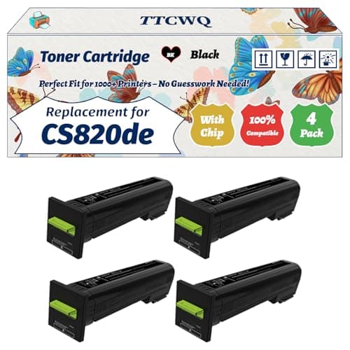 Image of Compatible for Lexmark CS820de Toner Cartridge Work for Lexmark CX825dte CX825dtfe CX860de CX860dte CX860dtfe Printers, with Chip, High Yield 8000 Pages, High-Definition Printing (4 Pack Black)