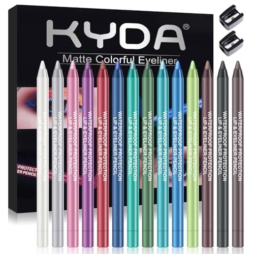 Image of Ownest 14 Colors Eye Shadows Eyeliner Pen Set, Metallic Eyeliner Pencil Glitter Eye Liner for Women Eye Liner Professional Eye Makeup Set Colorful Eye Color