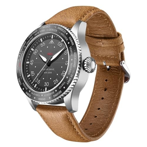 Image of Alomejor Mach Pilot Watch for Men Solar Powered 50M Chronograph Night Solar Watch for Sports and Adventure (Silver)