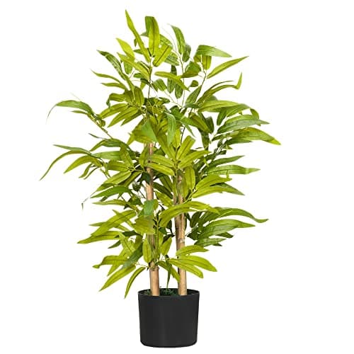 Image of HOMCOM Decorative Artificial Plants Bamboo Tree in Pot, Desk Fake Plants for Home Indoor Outdoor Decor, 60cm