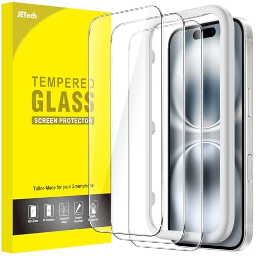 Image of JETech Screen Protector for iPhone 16 6.1-Inch, Tempered Glass Film with Easy Installation Tool, Case-Friendly, HD Clear, 3-Pack