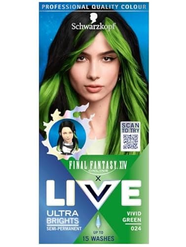 Image of Schwarzkopf Live Ultra Brights Semi-Permanent Hair Colour 024 Vivid Green Pack of 3