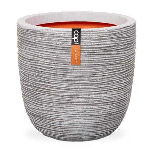 Image of CAPI EUROPE - Planter ball Rib NL - 35x34 - Ivory - Opening Ø29 - Pot for indoor and outdoor use - Shatterproof - 100% recyclable - KOFI932