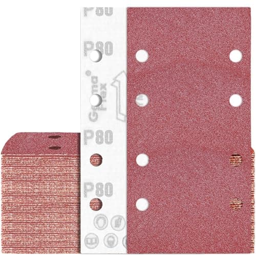 Image of 75PCS 93x185 mm Sanding Sheet P80 Sandpaper 8 Holes for 1/3 Sheet Finishing Sander
