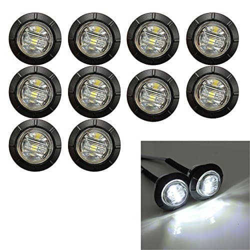 Image of Ricoy 3/4" Round White LED Front Rear Side Marker Indicators Light Waterproof Bullet Clearance Marker Light 12V for Car Truck (Pack of 10)