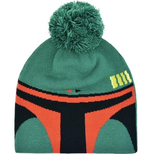 Image of Concept One Unisex's Star Wars Boba Fett Knitted Acrylic Winter Hat Beanie, Green-Pom, One Size