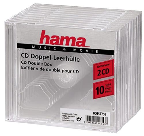 Image of Hama Dual CD/DVD Jewel Double Case | 10 Pieces Per Pack | 2 Discs Capacity Per Case | Clear