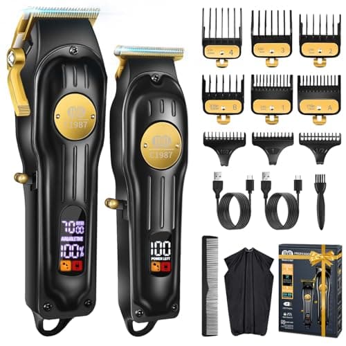 Image of CIICII Mens Hair Clippers and Trimmers Set, Professional Cordless Barber Clippers for Hair Cutting Kit (Rechargeable USB Adjustable Beard & Hair Trimmer Haircut Kit) Clippers for Men DIY Home Salon