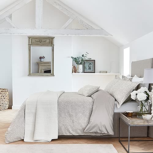 Image of Morris & Co Pure Strawberry Thief Duvet Cover, Cotton, Pebble, 200 x 200 x 0.1 cm