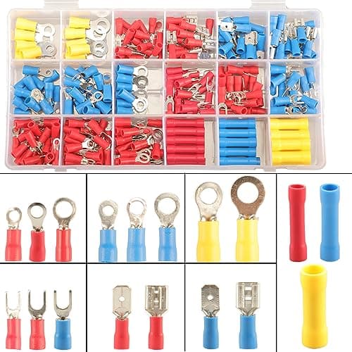 Image of 300pcs 18 Types Crimp Connectors Kit - 6.3mm Male & Female Spade Connector Kit, Quick Disconnect Electrical Terminals
