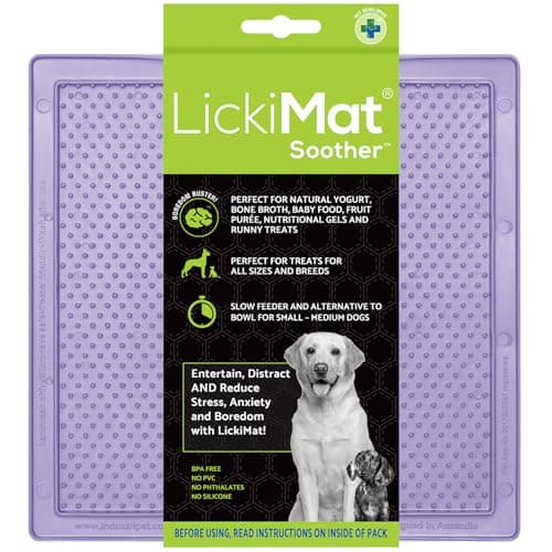 Image of LickiMat Classic Soother, Dog Feeding Mat for Boredom and Anxiety Relief, Ideal for Food, Treats, Yoghurt or Peanut Butter, Lick Mats, Fun Alternative to a Slow Feeder Bowl, Lavender
