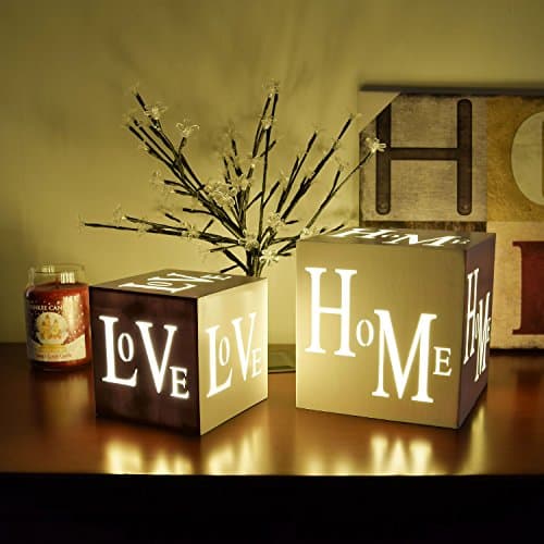 Image of Shabby Chic LED Warm White Light Up Love Light Box Cube. Festive Decoration