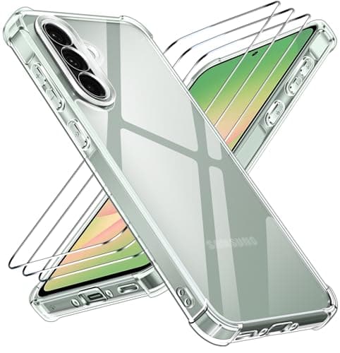 Image of ivoler 4 in 1 Cover for Samsung Galaxy A56 5G Case with 3 Pack Screen Protector, Military Transparent Anti-Shock Protective - Clear