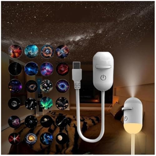 Image of 2-in-1 Galaxy Projector Night Light,USB Starry Sky Projector With 3/12/24 Projection Films,Mini LED Nightlight Wall Lamp,Portable Led Projectors Lamp for Bedroom,Ceiling,Car,Room Decor
