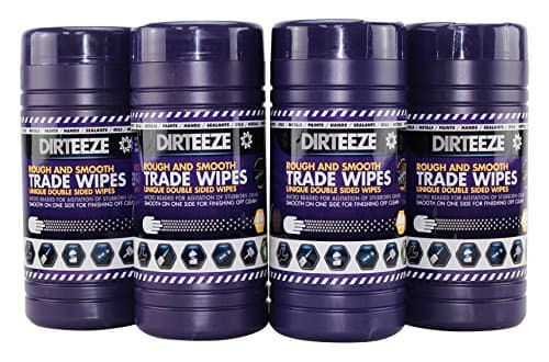 Image of Dirteeze Multi Purpose Industrial Cleaning Wipes, Heavy Duty Rough & Smooth by DIRTEEZE - Dual-Sided Builder & Trade Wipes - 80 Wipe tub x 4