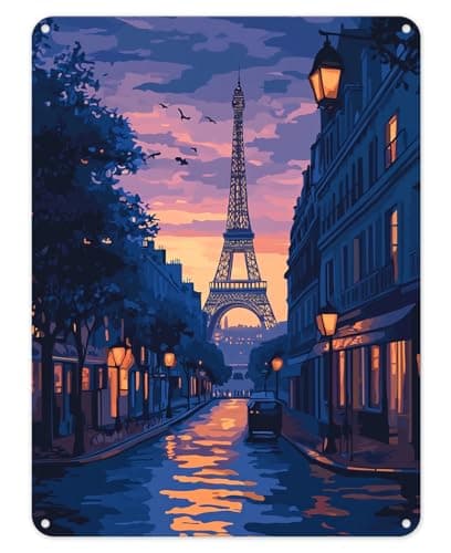 Image of Shopagift Paris Scene Eiffel Tower Metal Poster Wall Tin Sign Man Cave Shed Bar Bedroom Home Kitchen - A5
