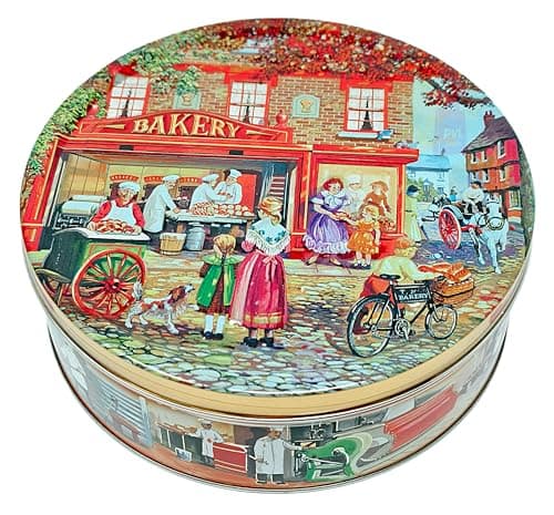 Image of Jacobsens of Denmark Caramel Crunch Cookies sprinkled with Sea Salt in Bakery Shop Art Tin 454g - Biscuit Tin Gift for Women, Men & Kids