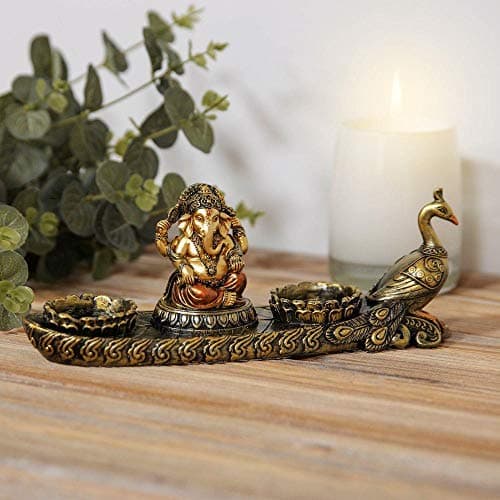 Image of Faith & Hope Bronze Effect Ganesh Double Tealight Candle Holder