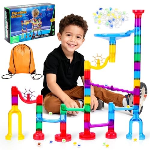 Image of LOYO Marble Run, 109 Pieces Marble Maze for Kid, Educational Building Toys for Boys 4 5 6 7 8 Year Old, Construction Toy Set for Boys Christmas Birthday Gifts