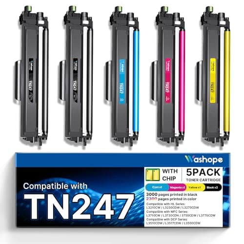 Image of TN247 TN-243CMYK Toner Cartridge Compatible for Brother TN247 TN243 DCP-L3550CDW DCP-L3510CDW HL-L3210CW HL-L3230CDW MFC-L3750CDW MFC-L3710CW Printer (Black, Cyan, Yellow, Magenta, 5-Pack)