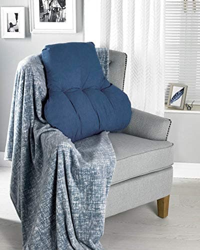 Image of Diana Cowpe BLUE Back Cushion for Desk Chair | OFFICE CHAIR POSTURE SUPPORT CUSHION FOR DESK CHAIR | Back Support Cushion with Lumbar Support | Lots of Colours | MADE IN UK