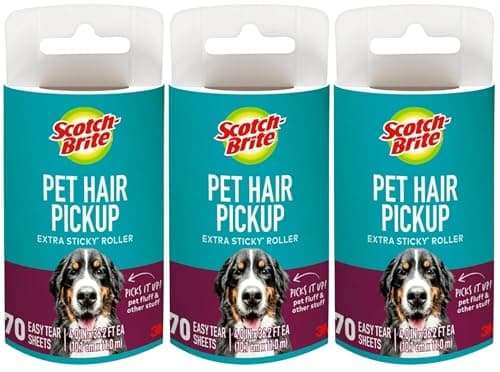 Image of Scotch-Brite Everyday Clean Lint Roller Refill, 3 Rolls x 56 Easy Tear Sheets 168 Sheets in Total - Works Great on Pet Hair, Clothing, Furniture and More, White