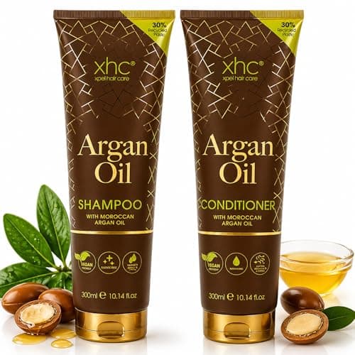 Image of Argan Oil Shampoo & Conditioner Set 300ml Each | Hydrating & Nourishing Hair Care Duo | Moisturising, Smoothing & Repair for Dry, Damaged Hair | Sulfate Free, Vegan Friendly Hair Products
