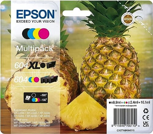 Image of Epson 604XL Pineapple, Genuine Multipack, XL Black Standard Colours Ink Cartridges
