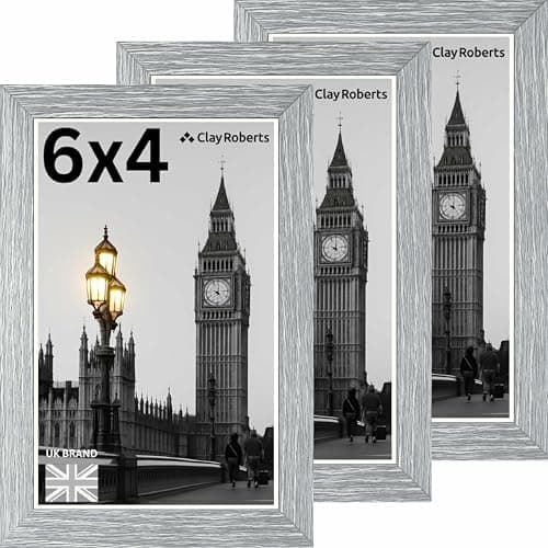 Image of Picture Frame 6 x 4, Light Grey, Pack of 3, Freestanding and Wall Mountable, 10 x 15 cm, 6x4 Picture Frames, Grey 6x4 Photo Frames, 4x6 Photo Collage Gallery Display