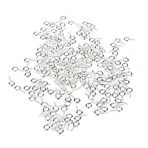 Image of Angel Malone ® 100 Pieces of Mini Eye Pins Eyepins Hooks Eyelets Screw Threaded Bails Findings Silver Jewellery Making Findings UK Seller (100pcs Silver 8mm x 4mm)