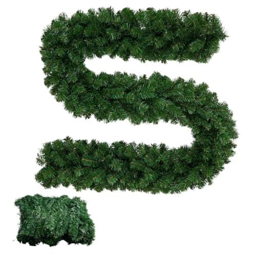 Image of 9ft Plain Green Christmas Garland | 2.7m x 25cm Realistic, Xmas Garland for Decorating Stairs, Fireplaces, Doors & Windows, Flexible, Durable Holiday Home Decor for Indoor & Outdoor.