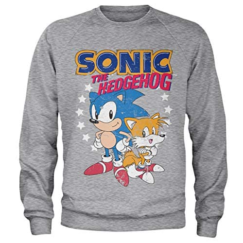 Image of Sonic The Hedgehog Officially Licensed Sonic & Tails Sweatshirt (Heather Grey), Medium