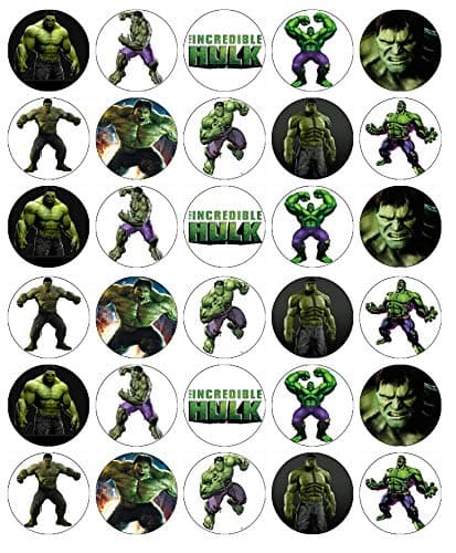 Image of 30 Hulk Avengers Marvel Cupcake Toppers Edible Wafer Paper Fairy Cake Toppers Birthday Cakes