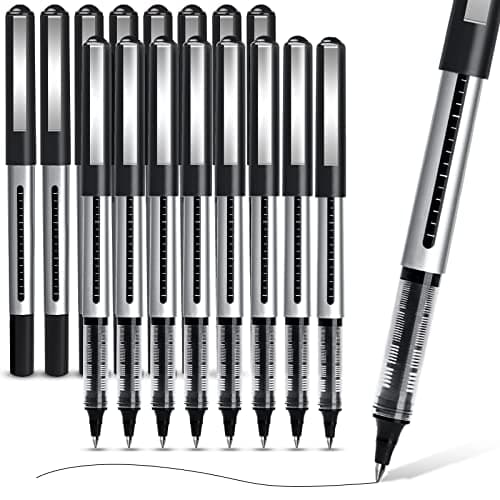 Image of APOGO Rollerball Black Gel Pens 16-Pack, 0.5mm Quick-Drying for Note-Taking and Sketching - School & Office Supplies