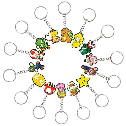 Image of Keyring Cartoon Anime Keychain Pendant Mar-io Silicone Figure Key Chain Keyrings Rings Kids Christmas Party Supplies Favors Bags fillers Novelty Toy Birthday Gift Boys Girls Key Charms Keychain Deko