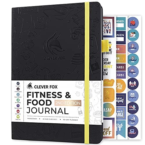 Image of Clever Fox Fitness & Food Journal – Nutrition & Workout Planner for Women & Men – Diet & Gym Exercise Log Book with Calendars, Diet & Training Trackers - Undated, A5, Hardcover (Black)