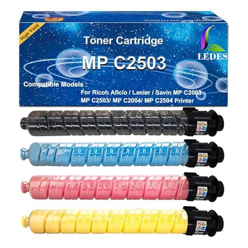 Image of LEDES C2003 C2503 Toner Cartridge Replacement for Ricoh Aficio Lanier Savin MP C2503 C2003 C2504 C2004 Compatible 841918 841921 841920 841919, 1,5000 High Yield Toner Cartridge (BK, C, M, Y)