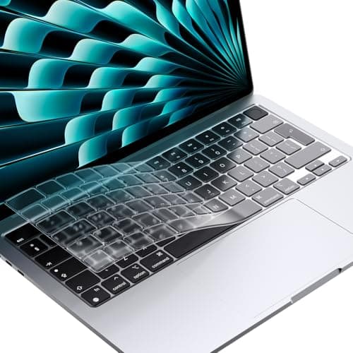Image of EooCoo Ultra Thin Keyboard Cover Protector Compatible with MacBook Neo 2026, MacBook Air M5 M4 M3 M2 13.6"/15" 2026-2022, MacBook Pro M5-M1 Pro/Max 14"/16" 2026-2021, UK/EU Mac Layout, Clear