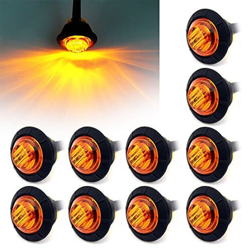 Image of Ricoy 3/4" Round Yellow LED Front Rear Side Marker Indicators Light Waterproof Bullet Clearance Marker Light 12V for Car Truck (Pack of 10)