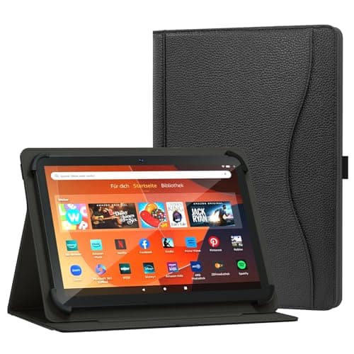 Image of XunyLyee Universal 10 10.1 inch Tablet Case for Android 16 15 Tablet 11 inch Case, Multi-Angle Viewing Stand Cover with Pocket for 9.6-11 Inch Tablet, Black