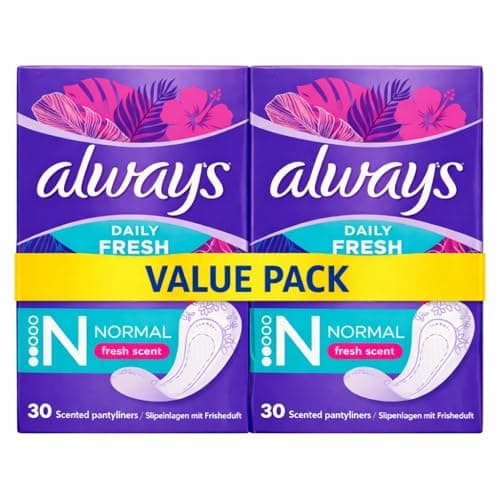 Image of Always Dailies Pantyliners Normal - 60 Panty Liners (2 Packs of 30) Breathable Liners for Feminine Hygiene Protection Reliable Odour Neutralisation to Maintain Confidence and Comfort